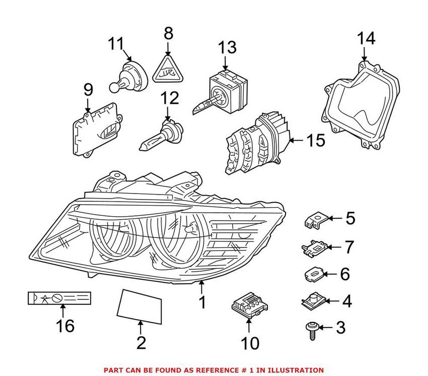 BMW Headlight Assembly - Passenger Side (Xenon) 63117240246